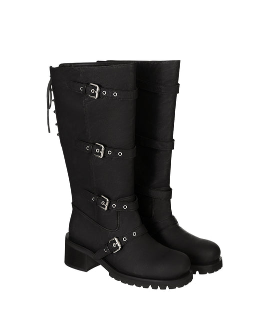 Buckle Tied Long Boots ・ バックルタイドロングブーツ (ブラック)