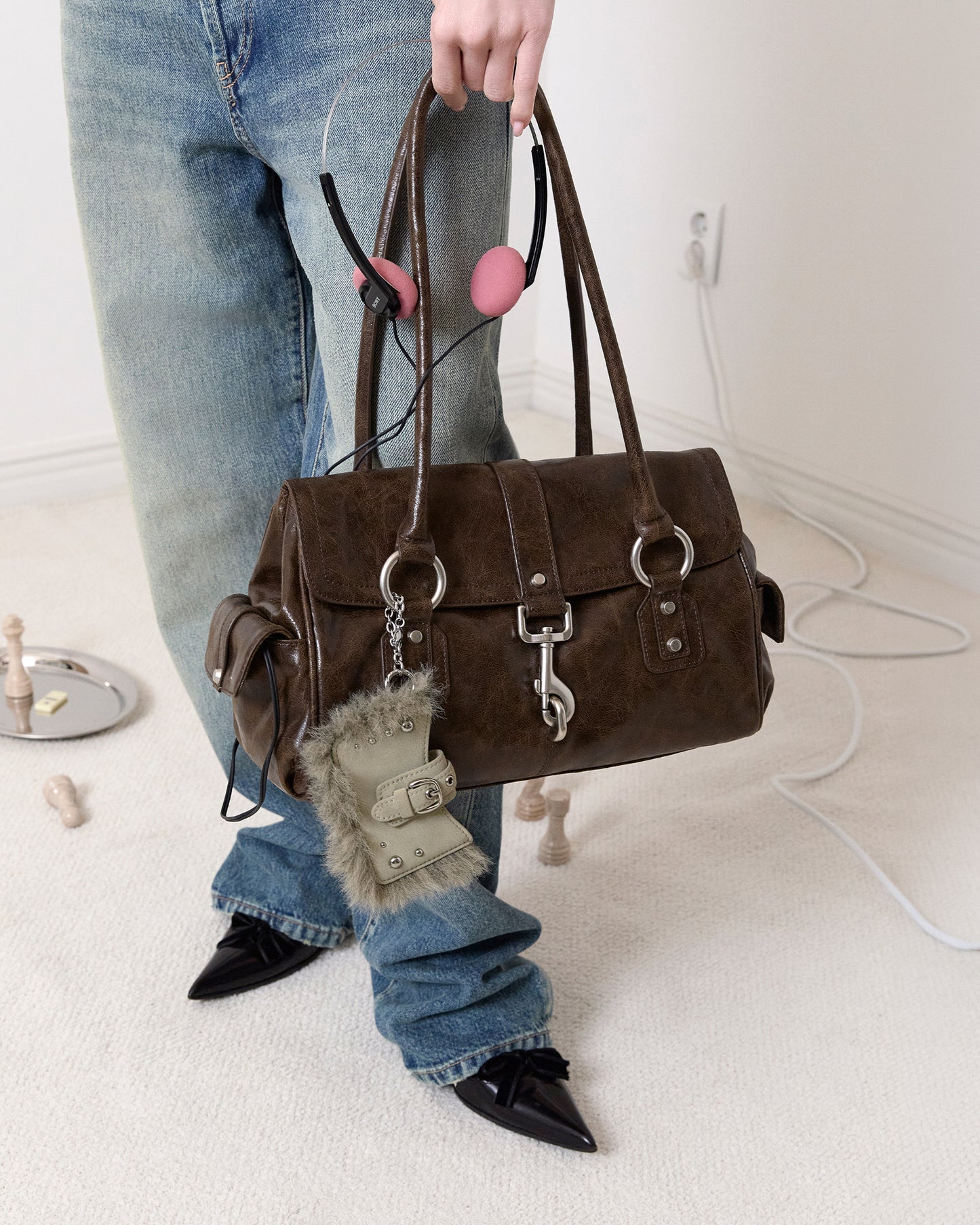Stud Fur Keyring・スタッドファーキーリング(ベージュ)