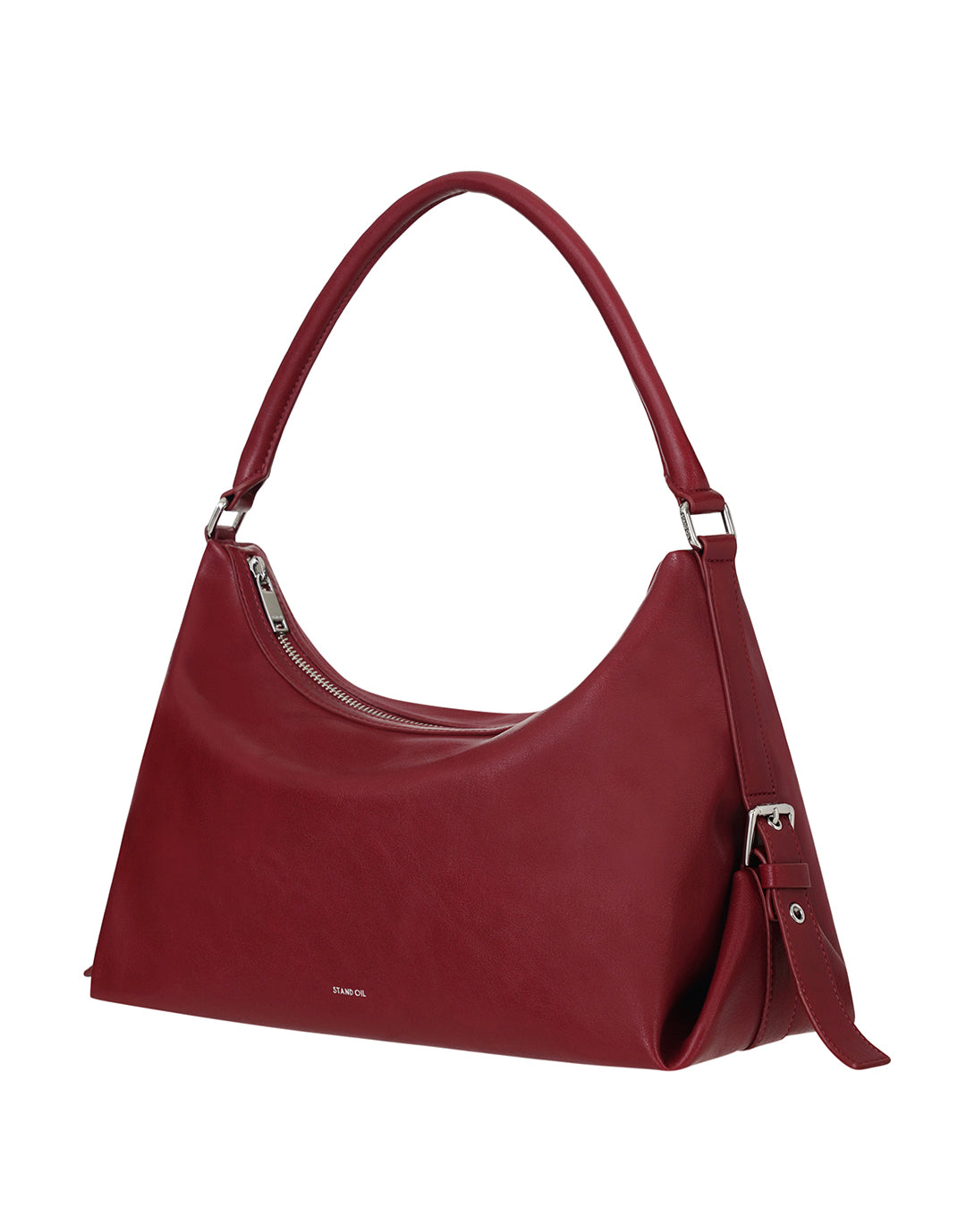STAND Oilベージュ ショルダーバッグ 中型 STAND OIL: ステッチ ポスト ショルダー ハンド バッグ