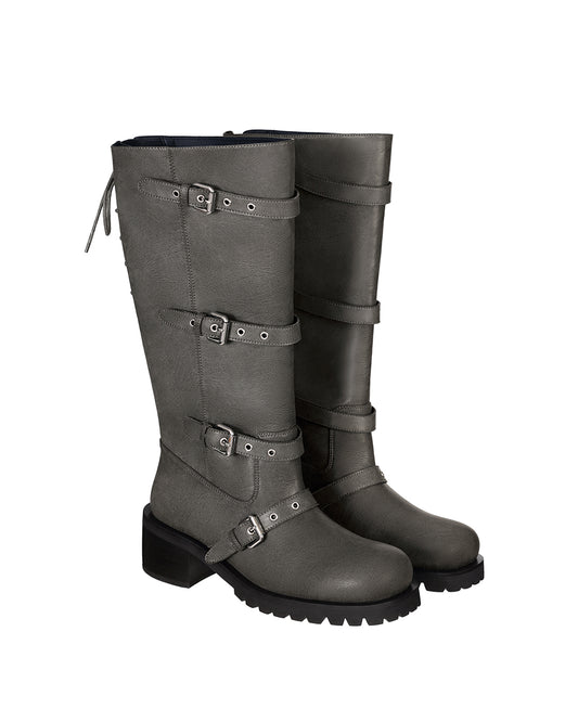 Buckle Tied Long Boots ・ バックルタイドロングブーツ (ウォッシュドグレー)