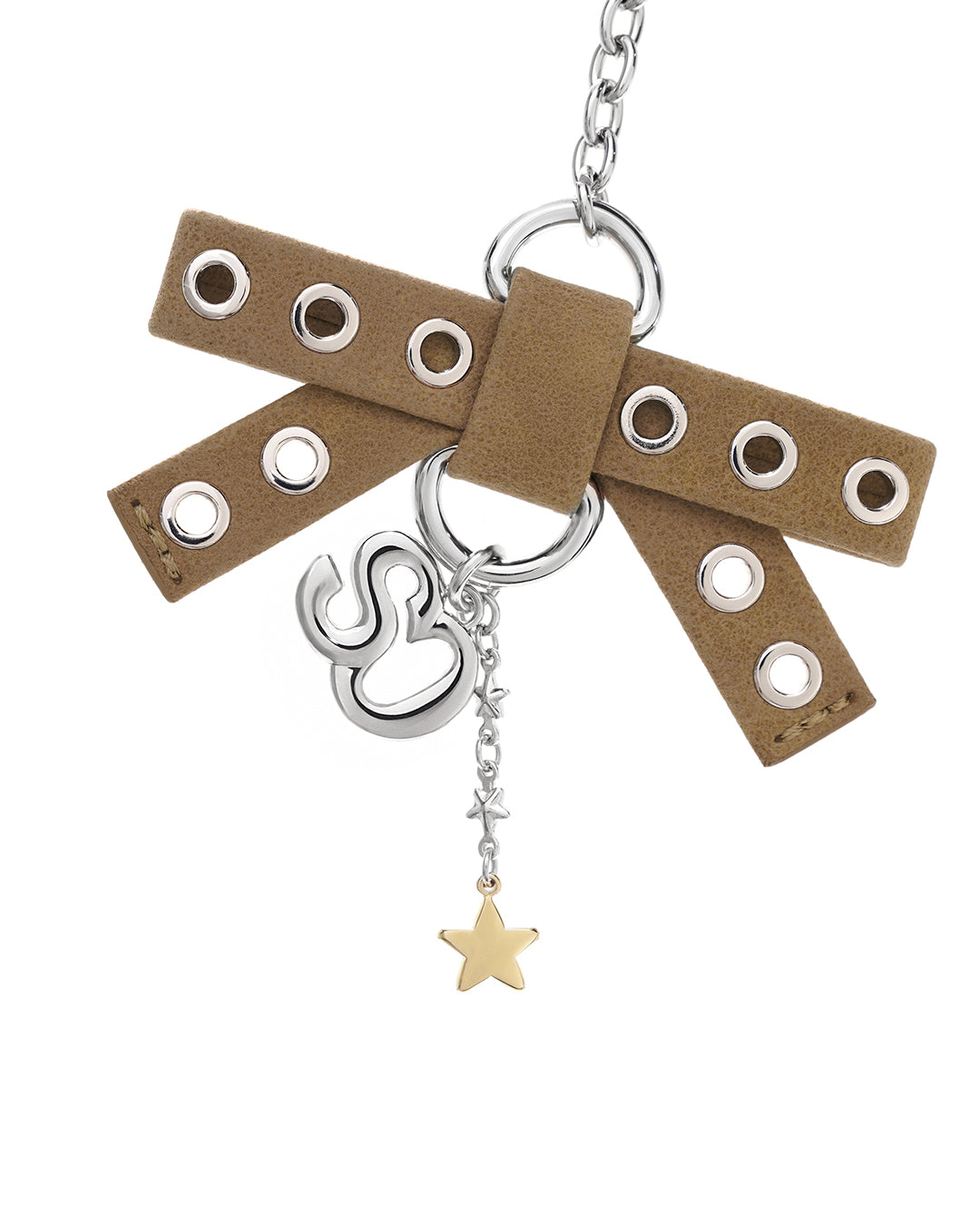 Bow Charm Keyring ・ ボウチャームキーリング (キャメル)