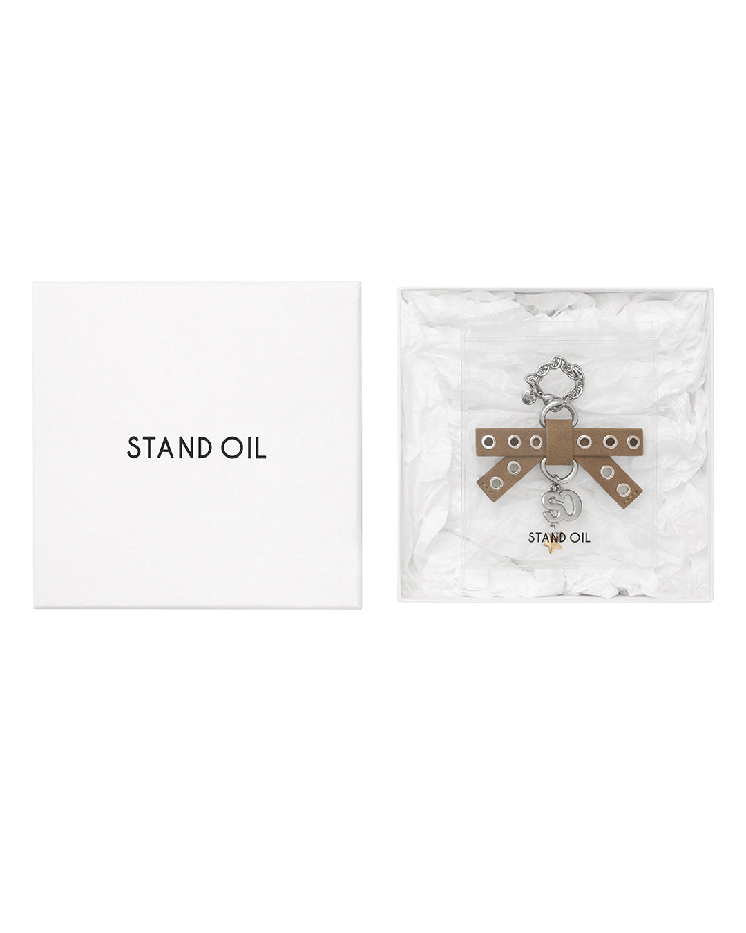 Bow Charm Keyring ・ ボウチャームキーリング (キャメル)