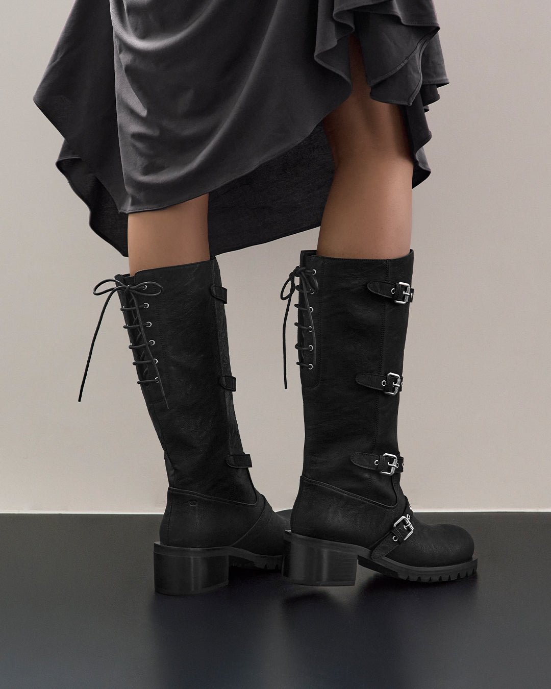 Buckle Tied Long Boots ・ バックルタイドロングブーツ (ブラック)