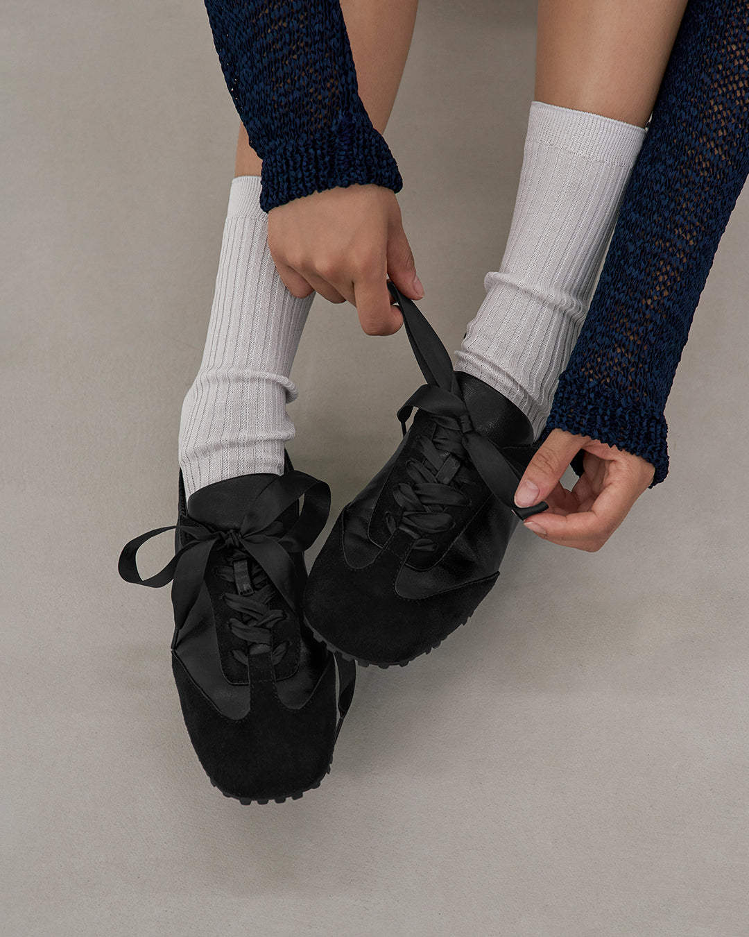 Double Tied Sneakers ・ ダブルタイドスニーカー (ブラック)