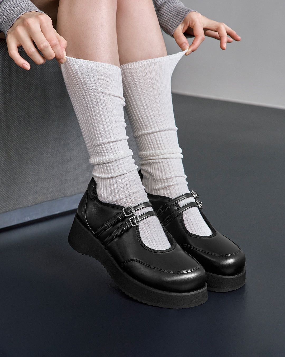 Hatched Platform Mary Jane ・ ヘチッドプラットフォームメリージェーン (ブラック)