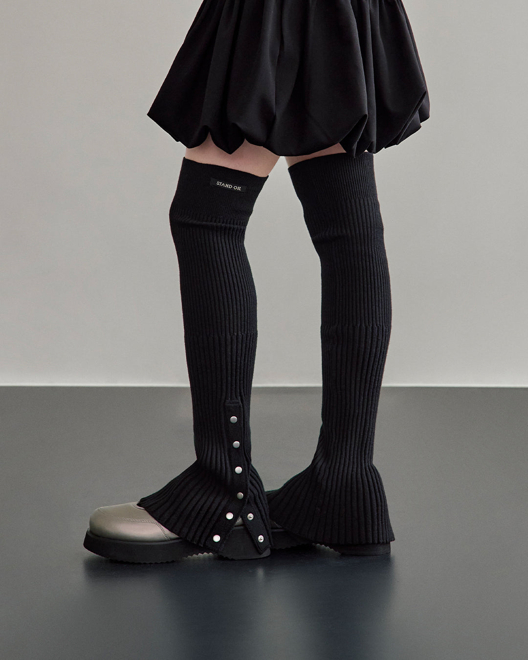 Snap Knit Leg Warmer ・ スナップニットレッグウォーマー (ブラック)